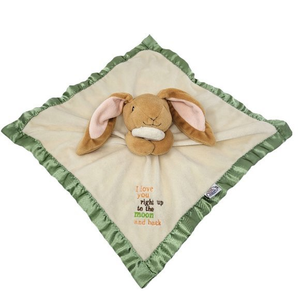 Baby‎ Girl Security Blanket Lovey Plush Bunny Pink Ears Green Satin Trim